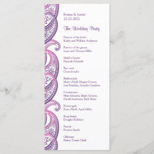 Purple & Pink Paisley Indian Wedding Rackcard Programme
