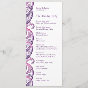Purple & Pink Paisley Traditional Indian Wedding Programme
