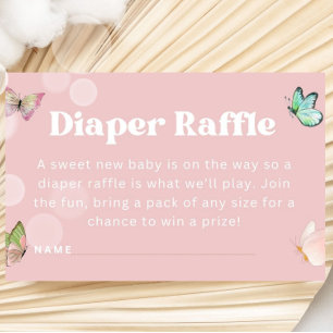 Purple Pink Pastel Butterfly Diaper Raffle Ticket Enclosure Card