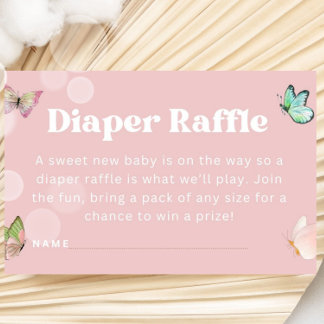 Purple Pink Pastel Butterfly Diaper Raffle Ticket Enclosure Card