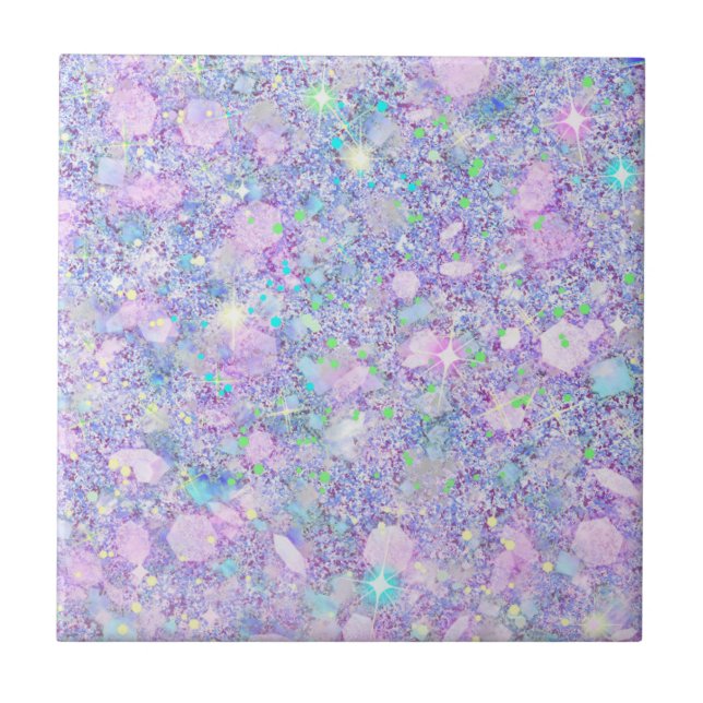 Purple Pink Pastel Colour Faux Glitter Solid Tile (Front)