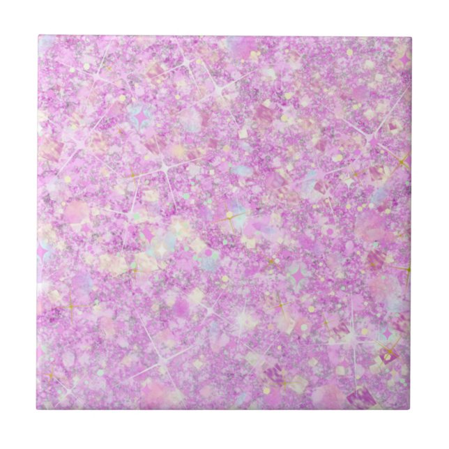 Purple Pink Pastel Colour Faux Glitter Solid Tile (Front)