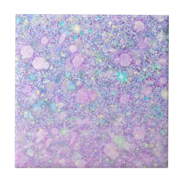 Purple Pink Pastel Colour Faux Glitter Solid Tile (Front)