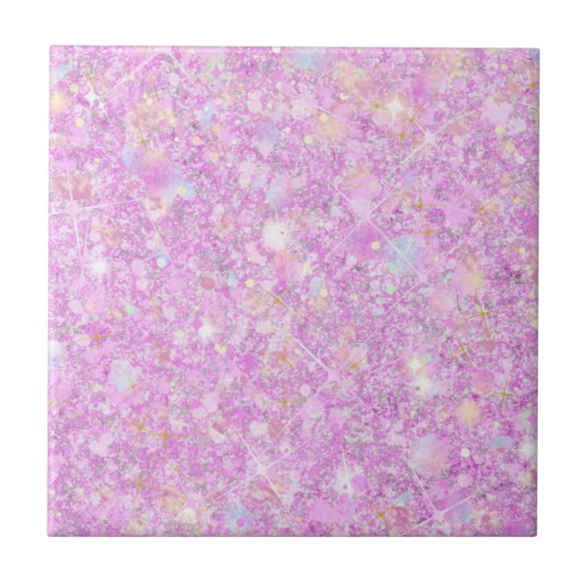 Purple Pink Pastel Colour Faux Glitter Solid Tile (Front)