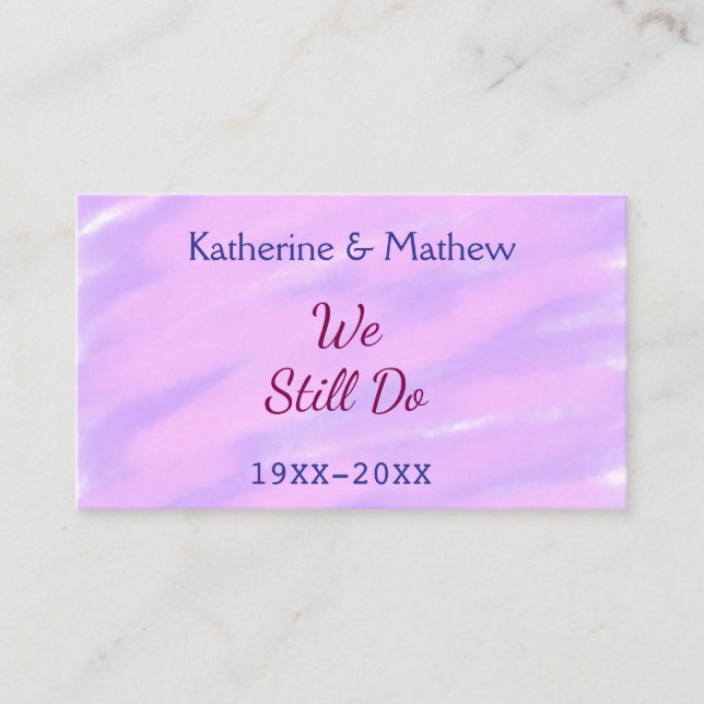 Purple pink pastel Vow renewal anniversary waterco Business Card (Front)