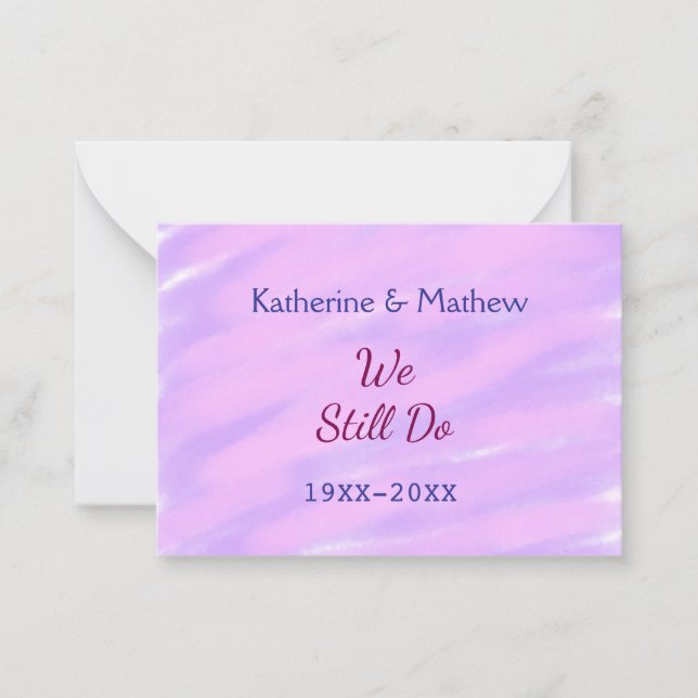 Purple pink pastel Vow renewal anniversary waterco Card (Front)
