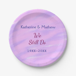 Purple pink pastel Vow renewal anniversary waterco Paper Plate