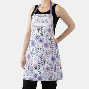 Purple Pink Pastel Wildflower  Apron
