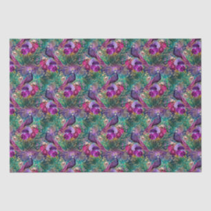 Purple Pink Peacock Floral Tissue Paper