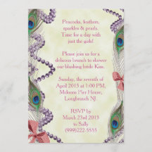 Purple/Pink Peacock Invitation