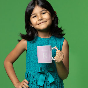 Purple Pink Personalize Minimalist Monogram Easter Coffee Mug