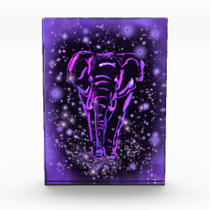 Purple Pink Photo Block Elephant At Starry Night