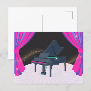 Purple pink piano stage  postcard