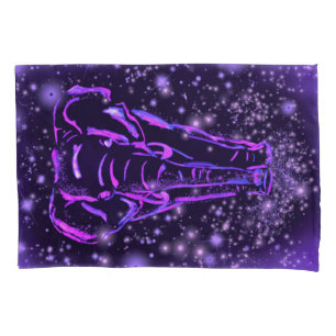 Purple Pink Pillow Case Elephant At Starry Night