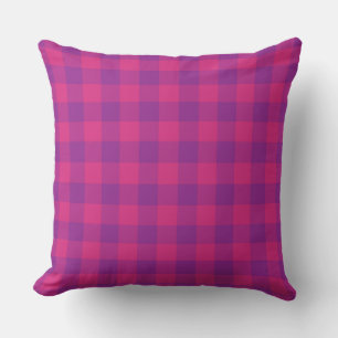 Purple Pink Plaid Chequered Pattern Cushion