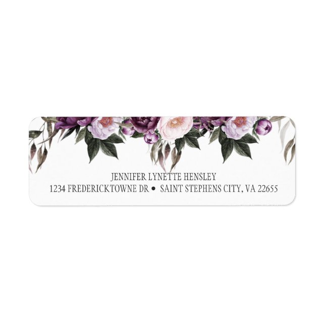Purple Pink Plum Peonues Return Address| (Front)