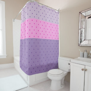 Purple & Pink Polka Dots on Lighter Purple & Pink Shower Curtain