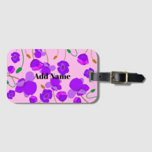 Purple Pink Poppy Papaver Field Illustration   Luggage Tag