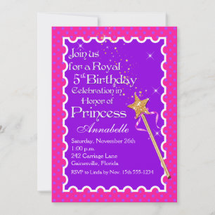 Purple, Pink Princess Party PHOTO Birthday Invite