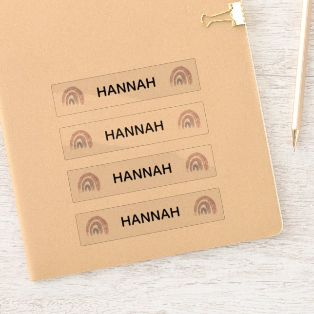 Purple Pink Rainbow Name Clear Vinyl Sticker Decal (Notebook)