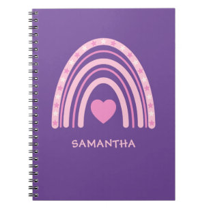 Purple Pink Rainbow Name School  Notebook