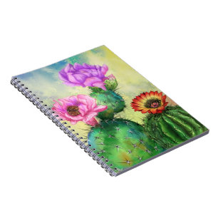 Purple Pink Red Cactus Flowers Notebook
