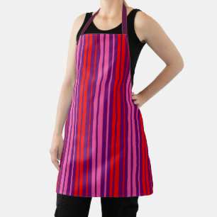 Purple Pink Red Vertical Stripes Design   Apron