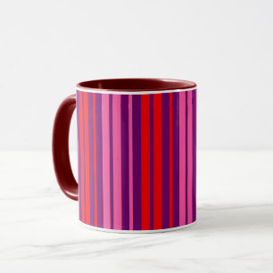 Purple Pink Red Vertical Stripes Design   Mug
