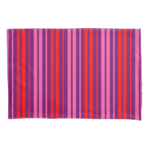 Purple Pink Red Vertical Stripes Design Pillowcase