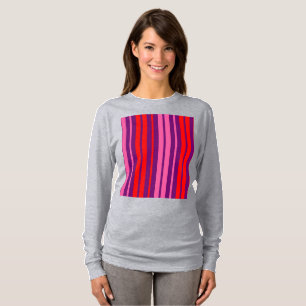 Purple Pink Red Vertical Stripes Design   T-Shirt