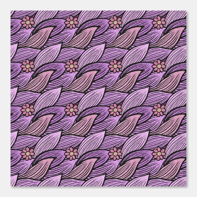  Purple Pink Retro Cute Daisy Floral Pattern Girly Wallpaper (Front)