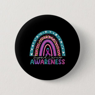 Purple Pink Ribbon Rainbow Thyroid Cancer Awarenes 6 Cm Round Badge