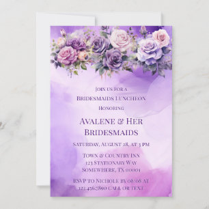 Purple Pink Rose Alcohol Garden Bridesmaids Lunch Invitation