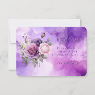Purple Pink Rose Alcohol Garden Wedding Thank You Card