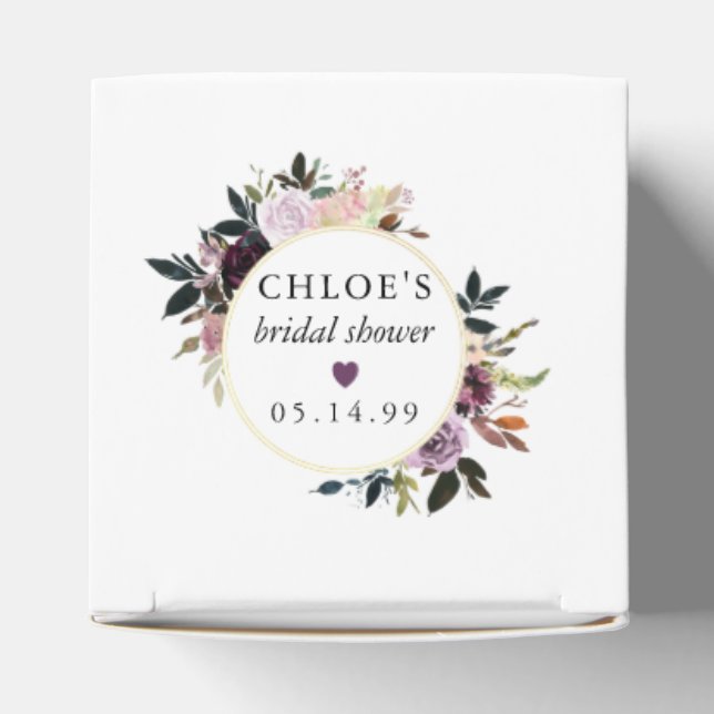 Purple Pink Rose Floral Bridal Shower Favour Box (Top)