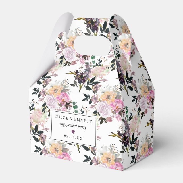 Purple Pink Rose Floral Engagement Party Favour Box (Front Side)
