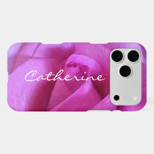 Purple Pink Rose Photo Custom Name Script Modern