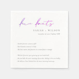 Purple Pink Script Black White Wedding Fun Facts Napkin