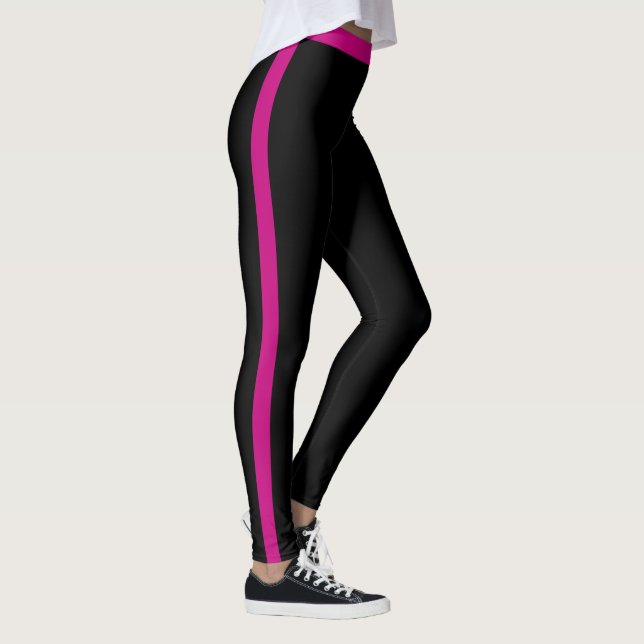 Purple Pink Side Stripe Black Leggings (Right)