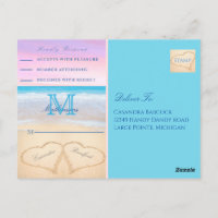 Purple pink sky hearts in the sand Beach Wedding P