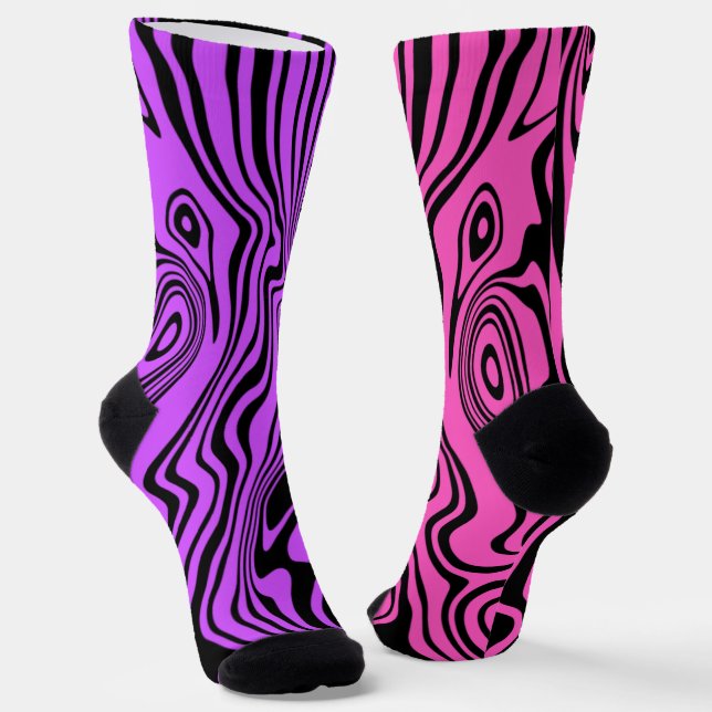 Purple Pink Socks Abstract Waves - Choose Colours (Angled)
