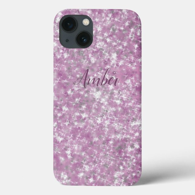 Purple Pink Sparkle Glitter Elegant Personalised Case-Mate iPhone Case (Back)
