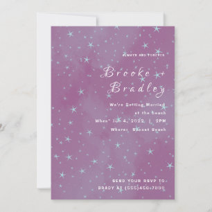 Purple Pink Starfield Wedding Invitation