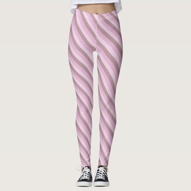 Purple Pink Striped Ombre Leggings (Front)