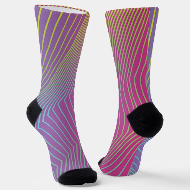 Purple Pink Stripes Socks (Angled)