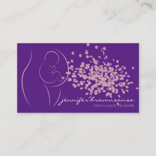 Purple Pink Stylish Doula Birth Coach Pregnant Business Card