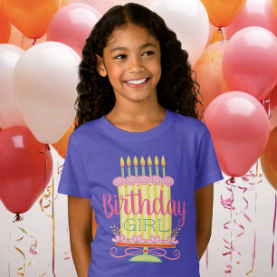 Purple Pink Sweet Whimsical Birthday Girl T-Shirt
