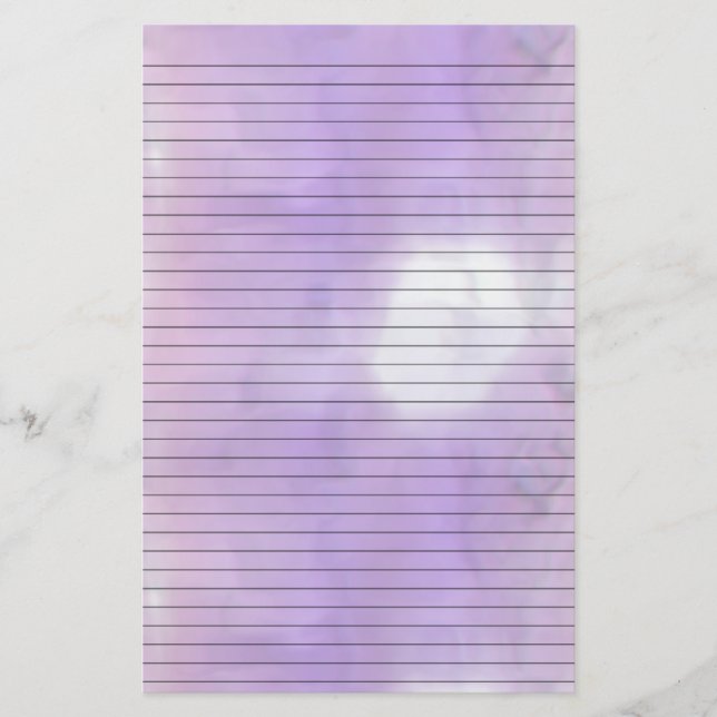 Purple Pink Swirl Stationery w/ Optional Lines (Front)