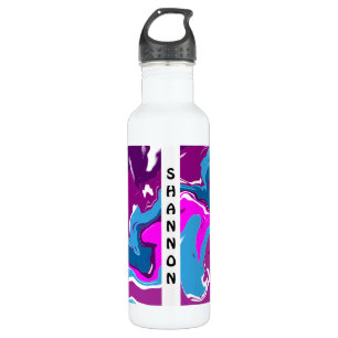 Purple, Pink Swirls Fluid Art Personalised 710 Ml Water Bottle