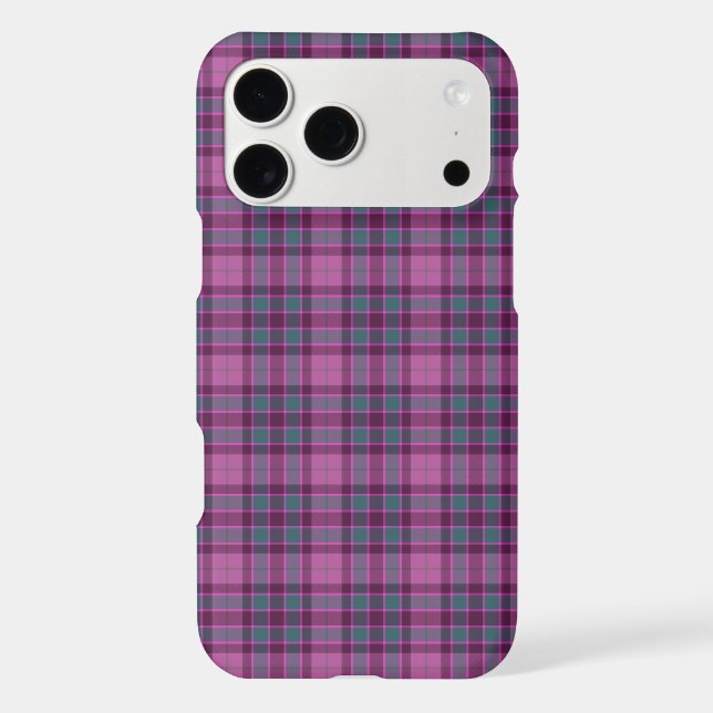 Purple Pink Teal Black Plaid Tartan iPhone Case (Back)